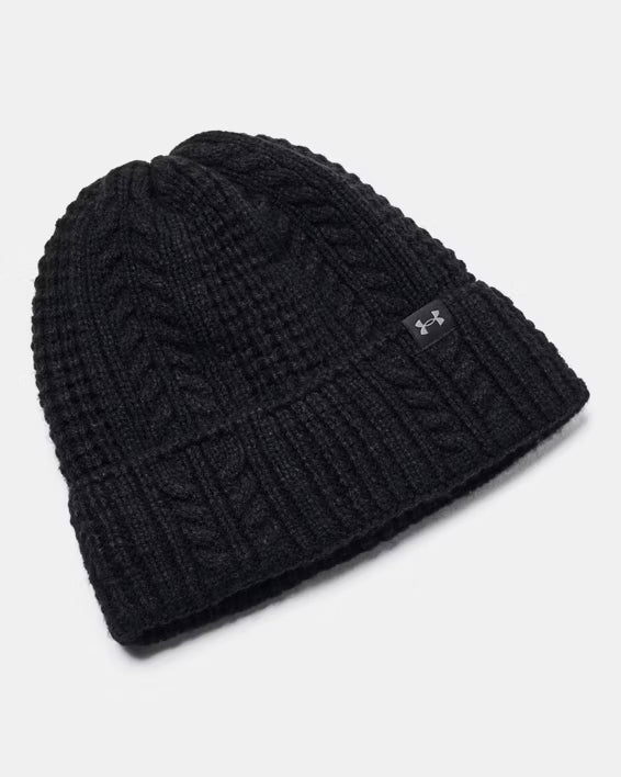Ua Women's Halftime Cable Knit Beanie Black / Castlerock
