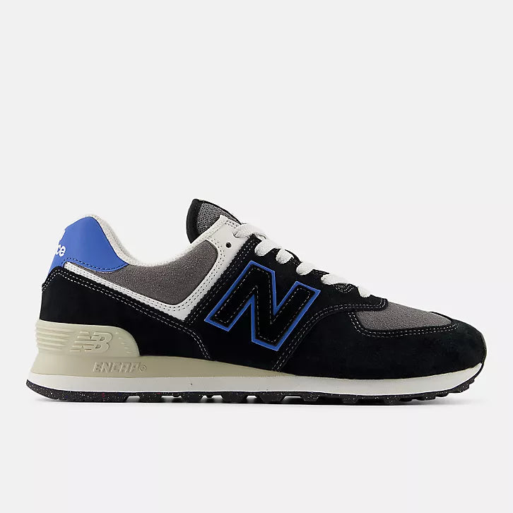 New Balance Unisex 574 Core Shoes - Black w Blue Agate