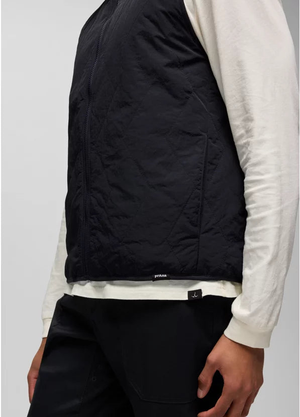 Prana Men's Encinitas Reversible Vest in Black - pocket View