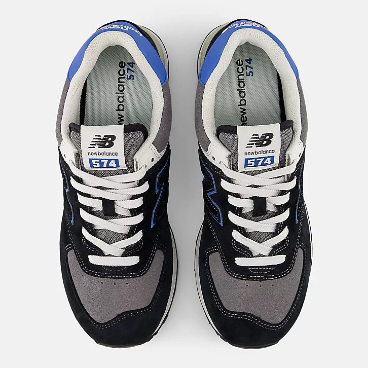 New Balance Unisex 574 Core Shoes - Black w Blue Agate 3
