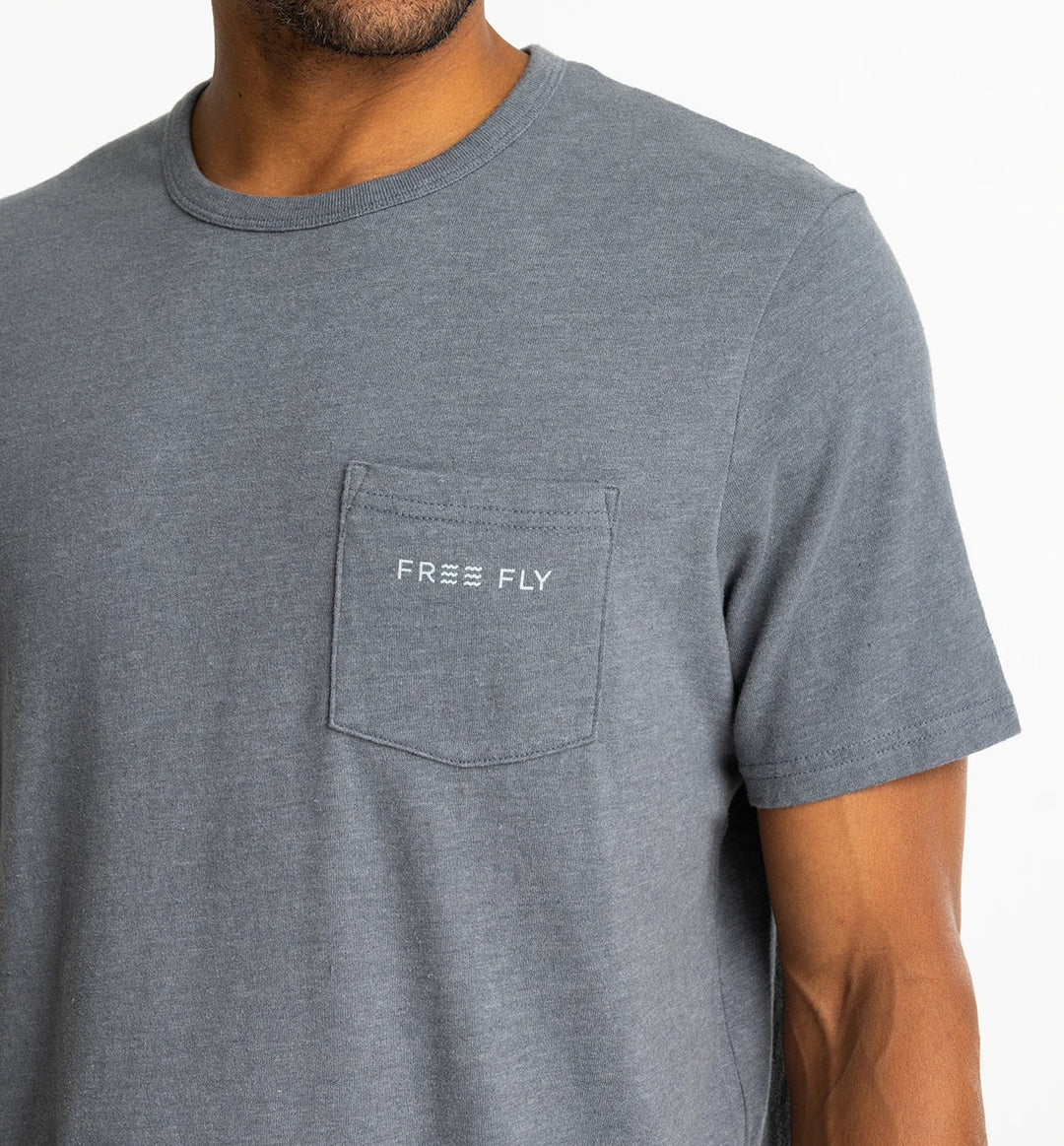 Free Fly Men's Comfort On Pocket Tee - Heather Storm Cloud