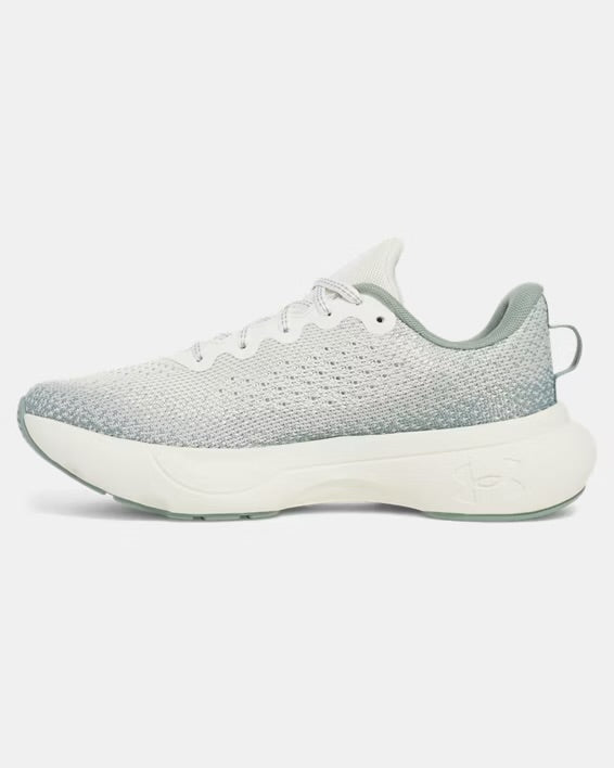 UA Womens Infinite Running Shoe White Green 1