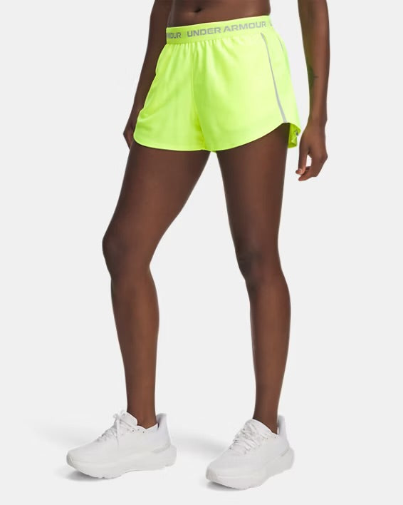 UA Women’s Tech Play Up Shorts - High Vis Yellow/White