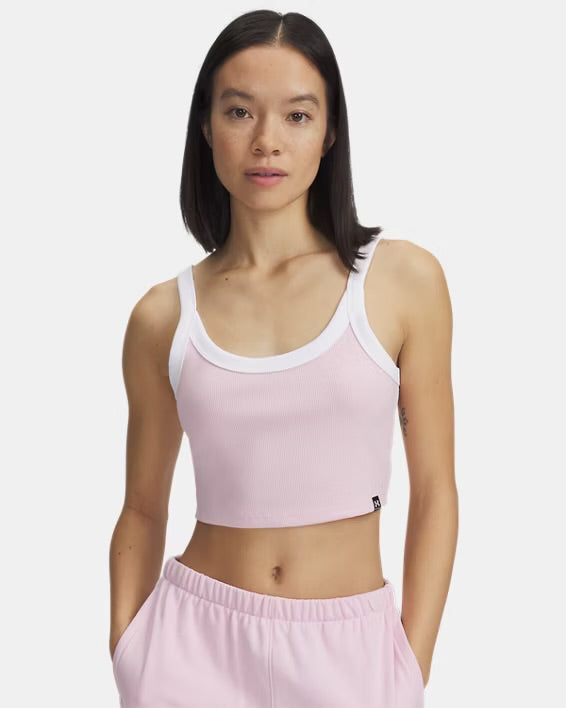UA Women’s Rival Rib Tank - Prime Pink/White