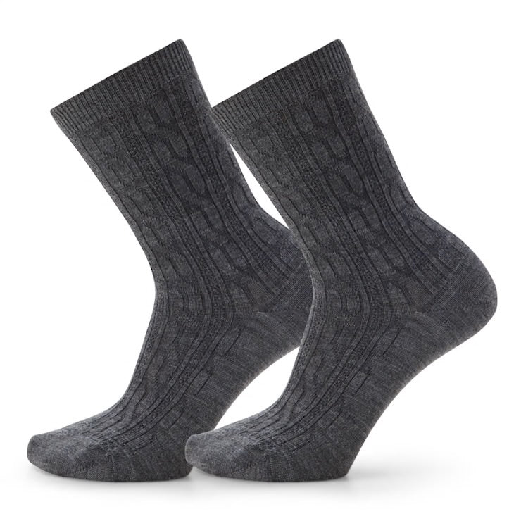 Smartwool Everyday Cable Crew 2-Pack Socks Medium Grey pic 1 - The Shoe Collective