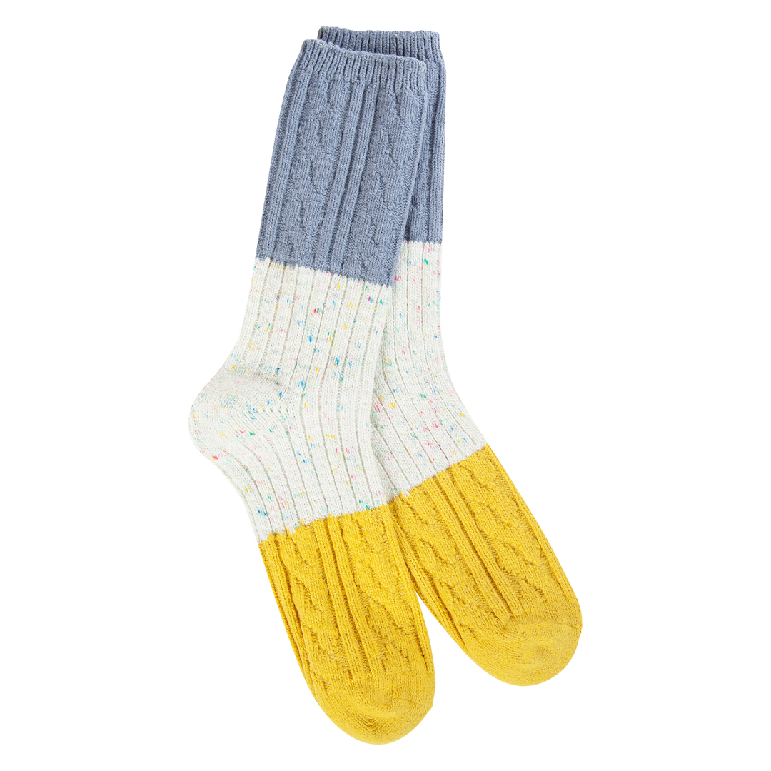 World’s Softest Weekend Confetti Cable Crew Socks Vanilla Multi pic 1 - The Shoe Collective