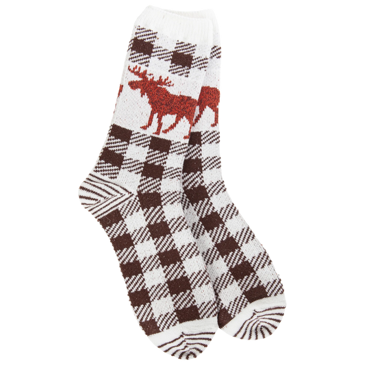 Worlds Softest Weekend Collection Nature Walk Crew Socks Brown Moose