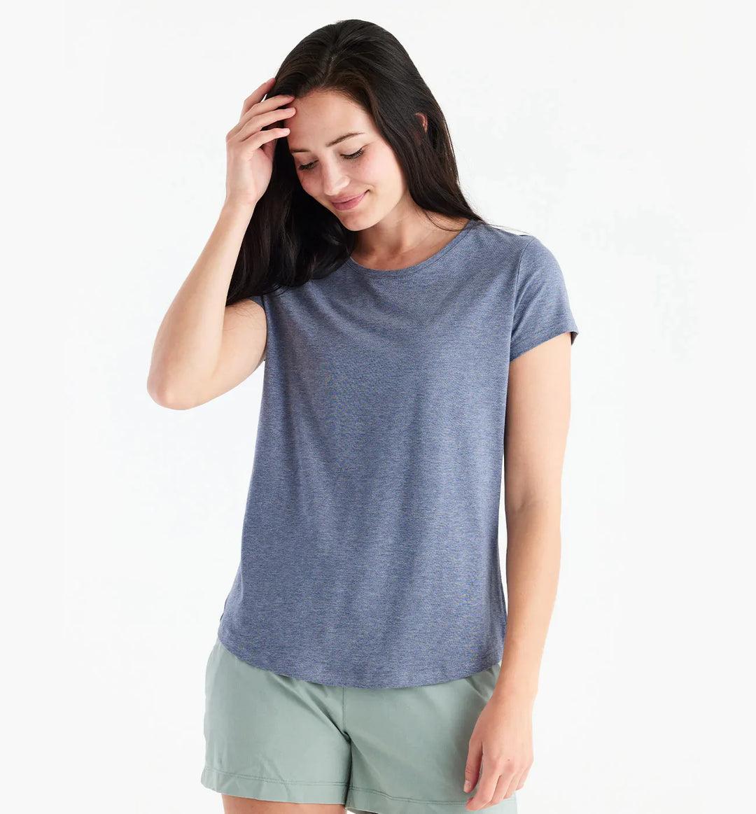 Free Fly - Free Fly Women’s Bamboo Current Tee Heather Stonewash pic 1 - The Shoe Collective