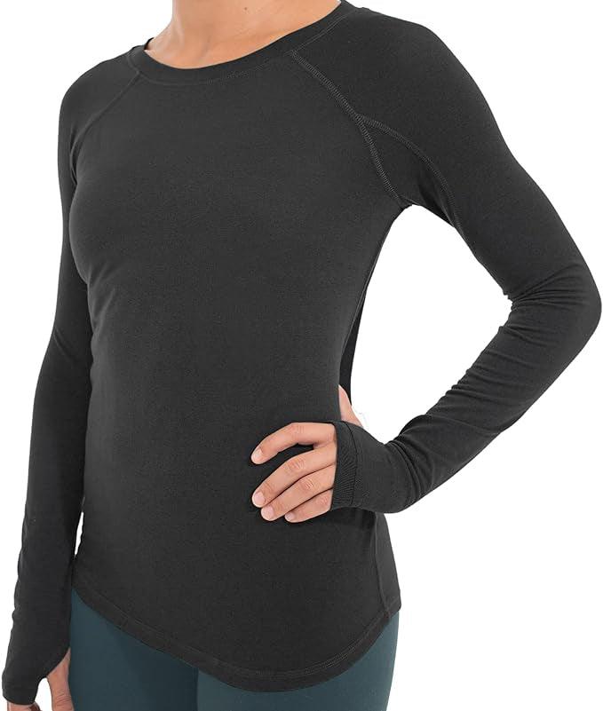 Free Fly - Free Fly Women’s Bamboo Shade Long Sleeve II Heather Black pic 1 - The Shoe Collective