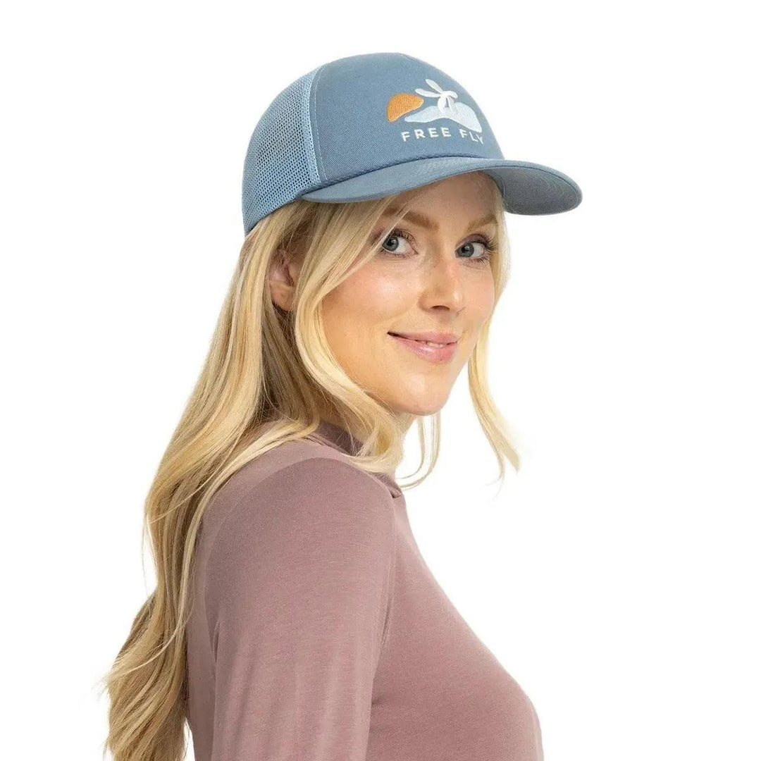 Free Fly - Free Fly Women’s Coral Trucker Hat Blue Fog pic 3 - The Shoe Collective