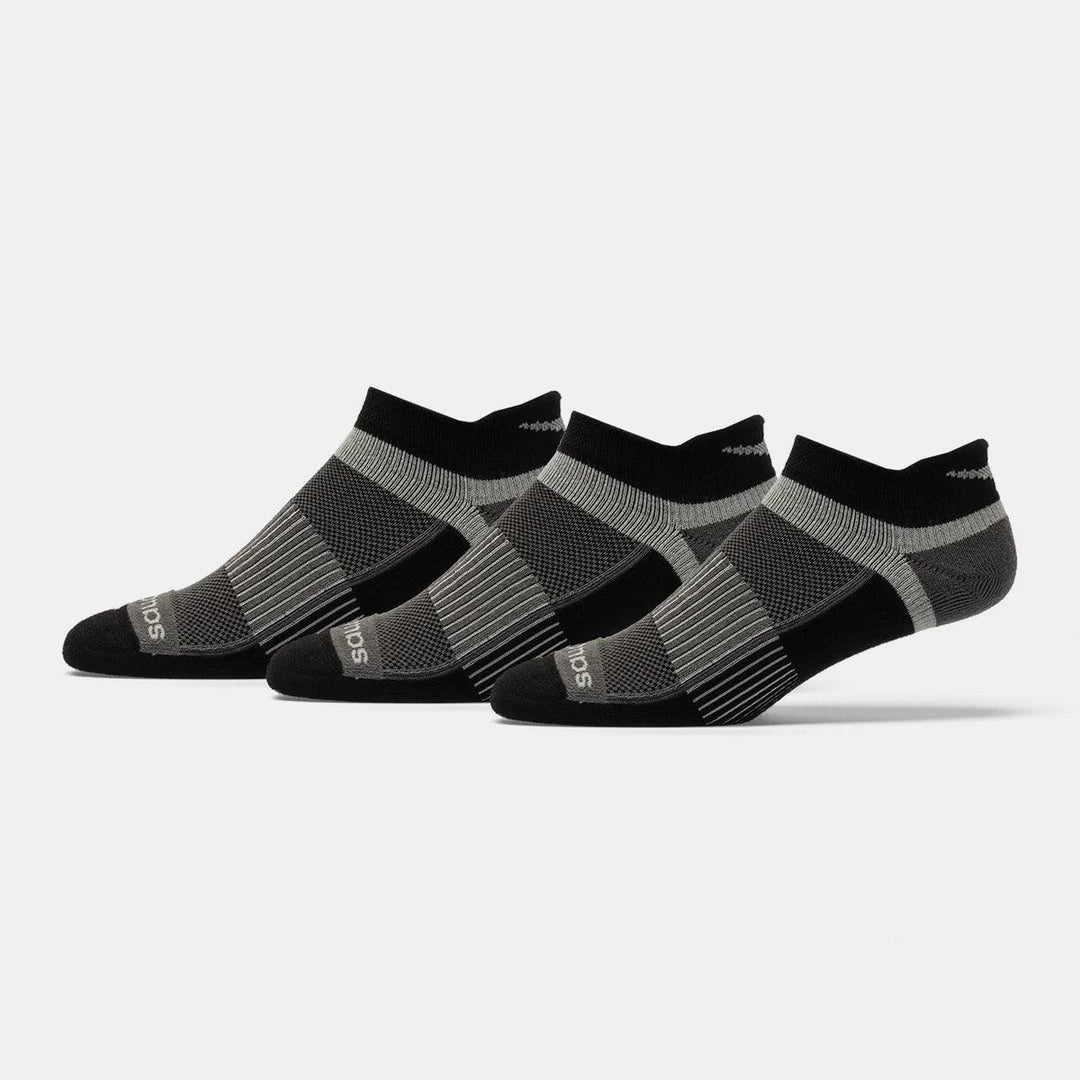 Saucony - Saucony Inferno Cushioned No Show 3-Pack Socks Black Black pic 1 - The Shoe Collective