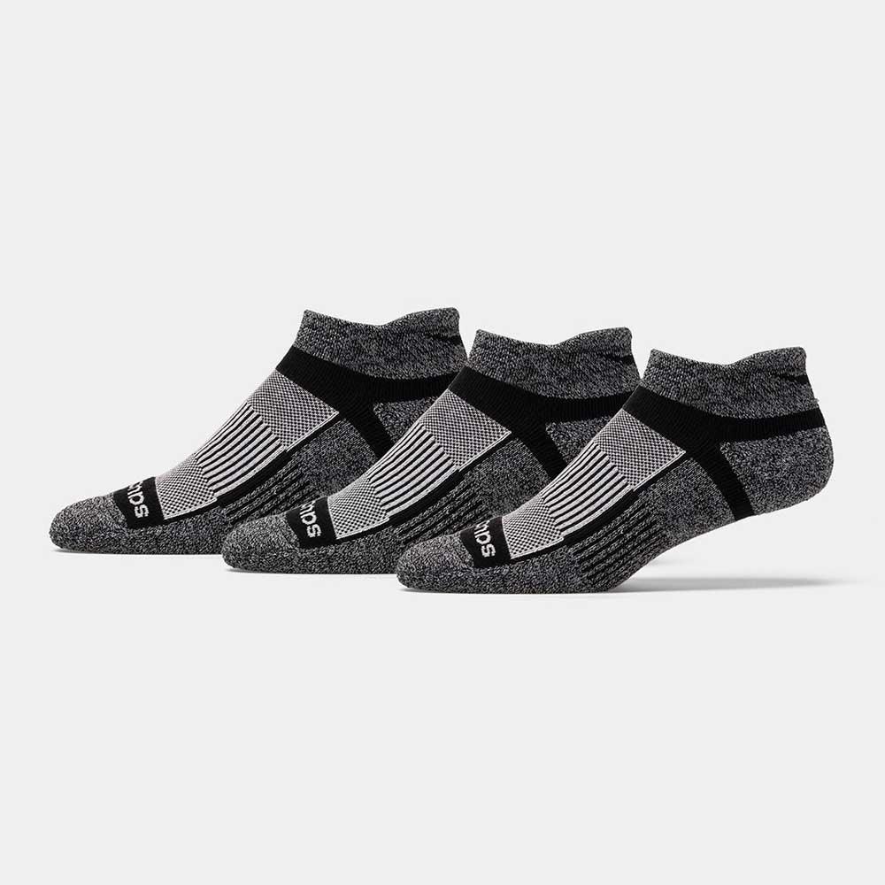 Saucony - Saucony Inferno Cushioned No Show Tab 3-Pack Socks Black/White Black/White Assorted pic 1 - The Shoe Collective
