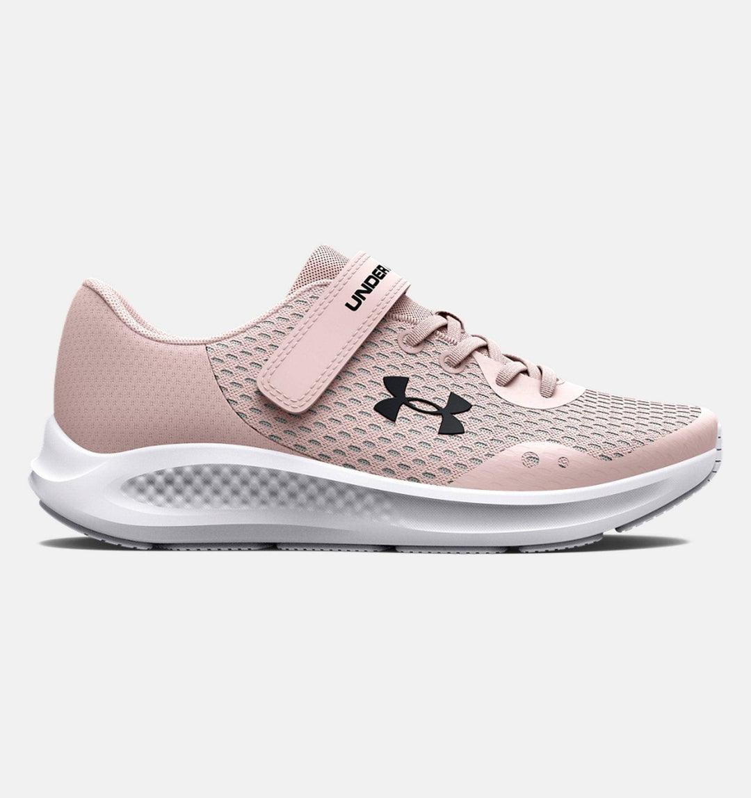 Girls' Pre-School UA Pursuit 3 AC Running Shoes Pink Note / White pic 4 - The Shoe Collective