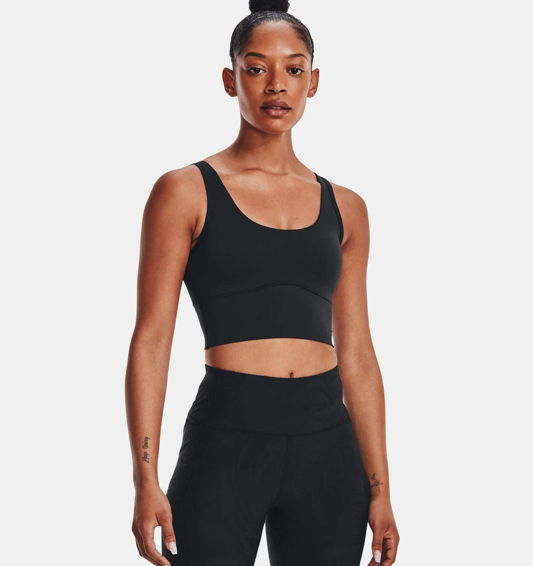 Under Armour - UA Meridian Fitted Crop Tank Black / Metallic Silver pic 1 - The Shoe Collective