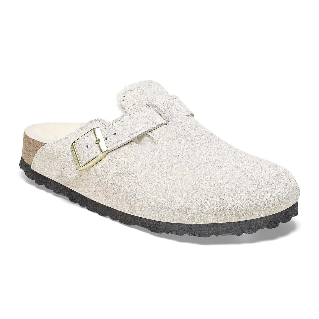 Birkenstock Women's Boston VL/Shearling Clog - Antique White