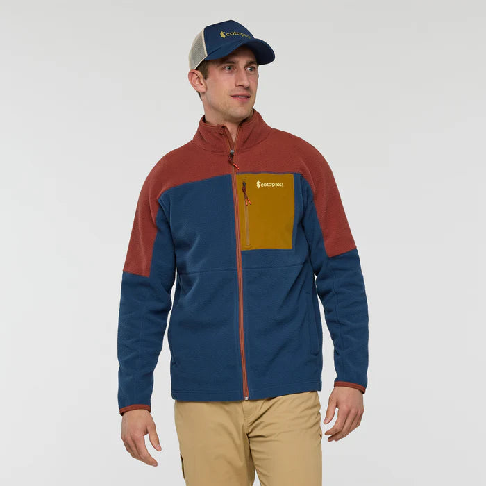 Cotopaxi Mens Abrazo Fleece Full-Zip Jacket Nutmeg and Deep Sea front view