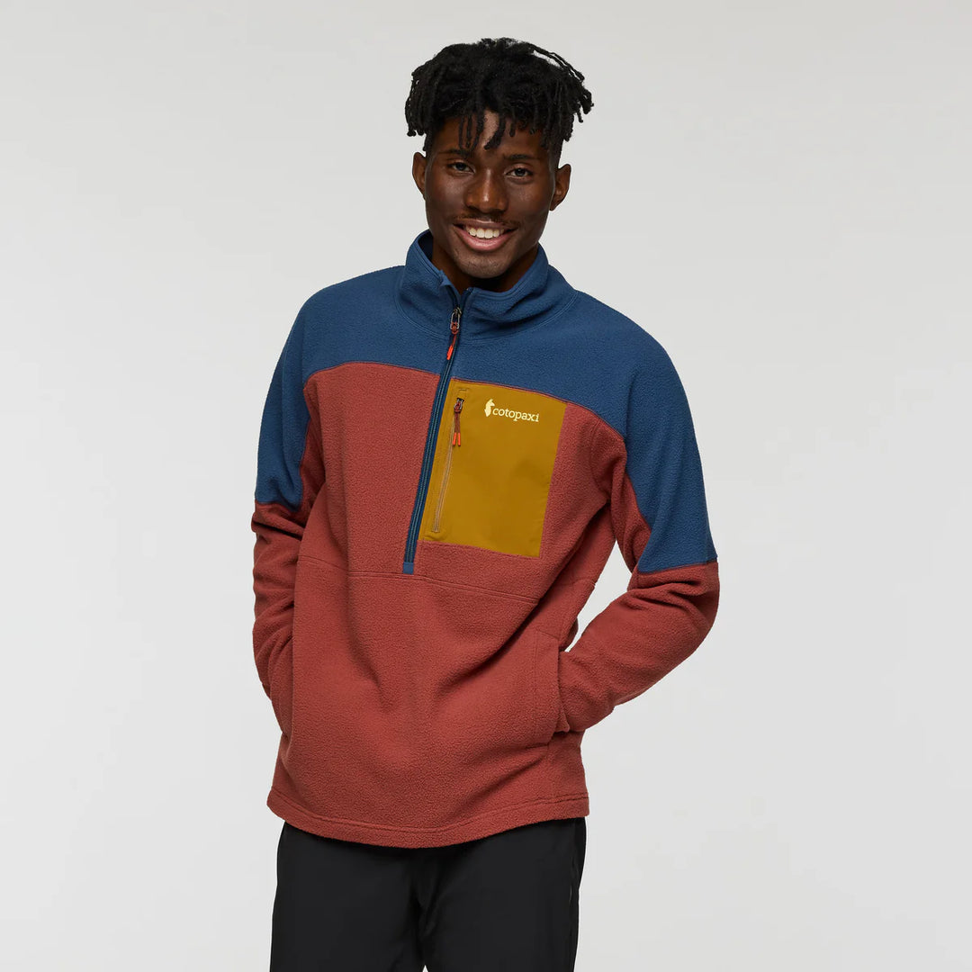 Cotopaxi Mens Abrazo Fleece Half-Zip Jacket Deep Sea/Nutmeg