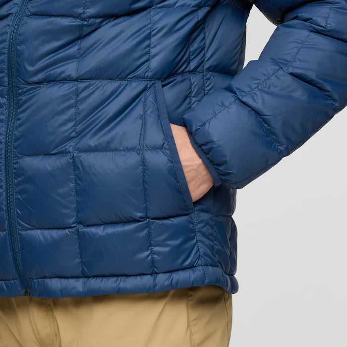 Cotopaxi Mens Repleto Down Jacket Deep Sea close up of pocket