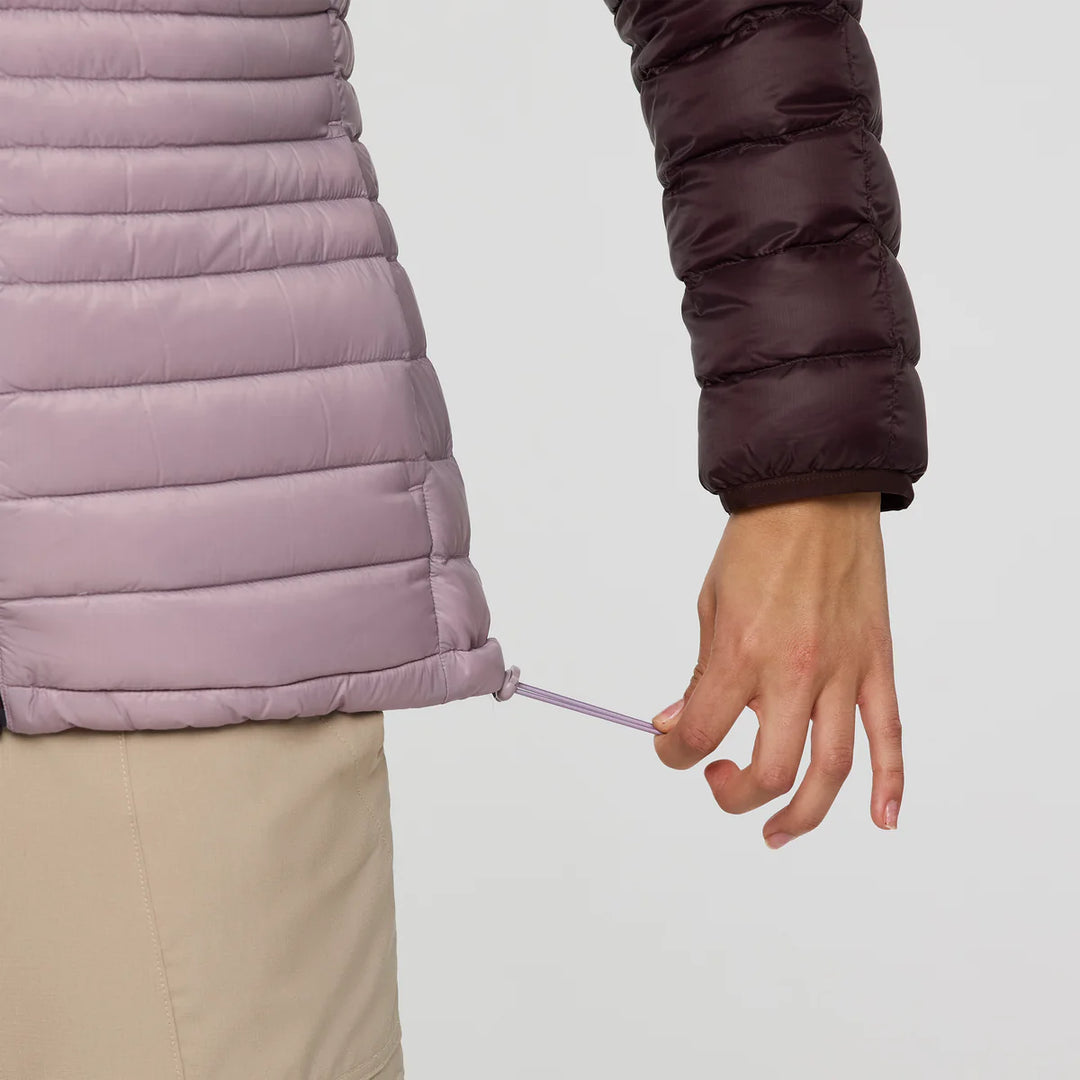 Cotopaxi Womens Fuego Down Hooded Jacket Coffee and Quartz 4