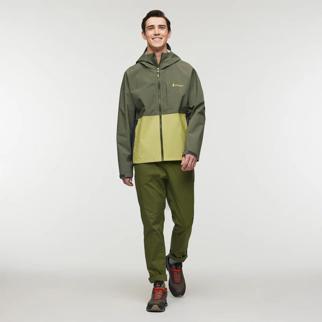 Cotopaxi Mens Cielo Rain Jacket - Fatigue and Lemongrass - Full View