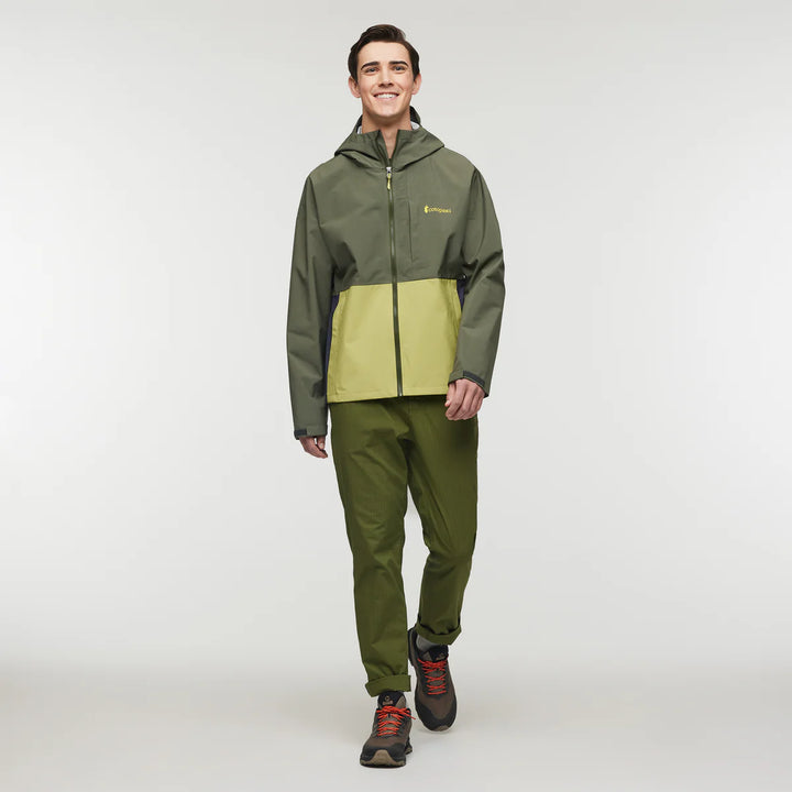 Cotopaxi Mens Cielo Rain Jacket - Fatigue and Lemongrass - Full View