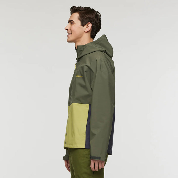 Cotopaxi Mens Cielo Rain Jacket - Fatigue and Lemongrass - side View