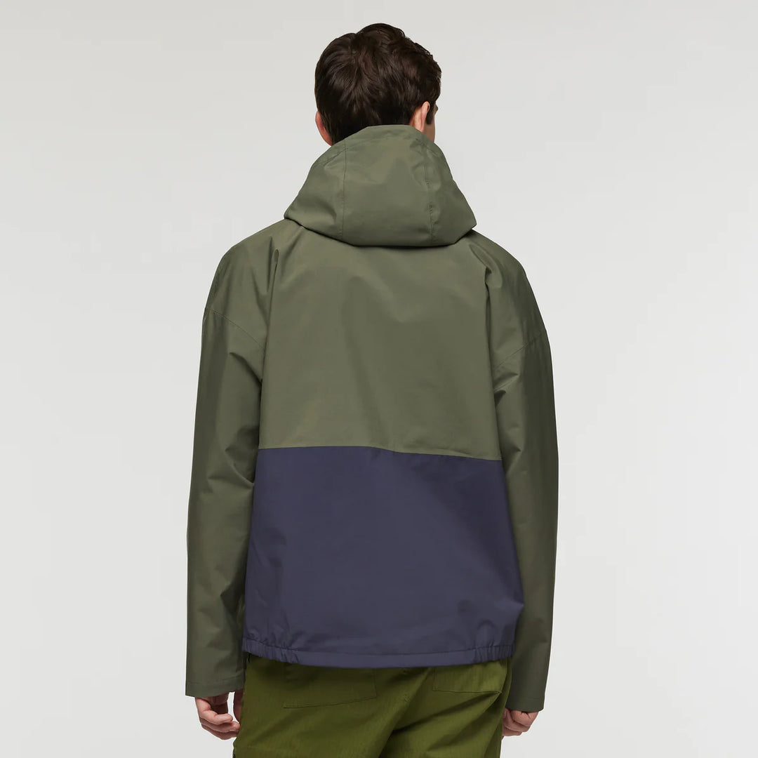 Cotopaxi Mens Cielo Rain Jacket - Fatigue and Lemongrass - Back View
