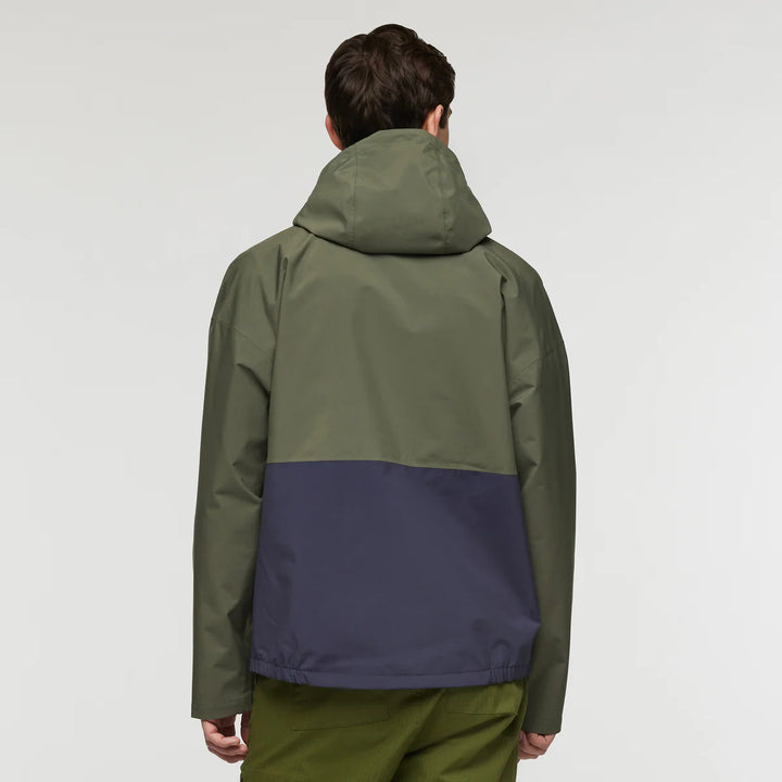 Cotopaxi Mens Cielo Rain Jacket - Fatigue and Lemongrass - Back View