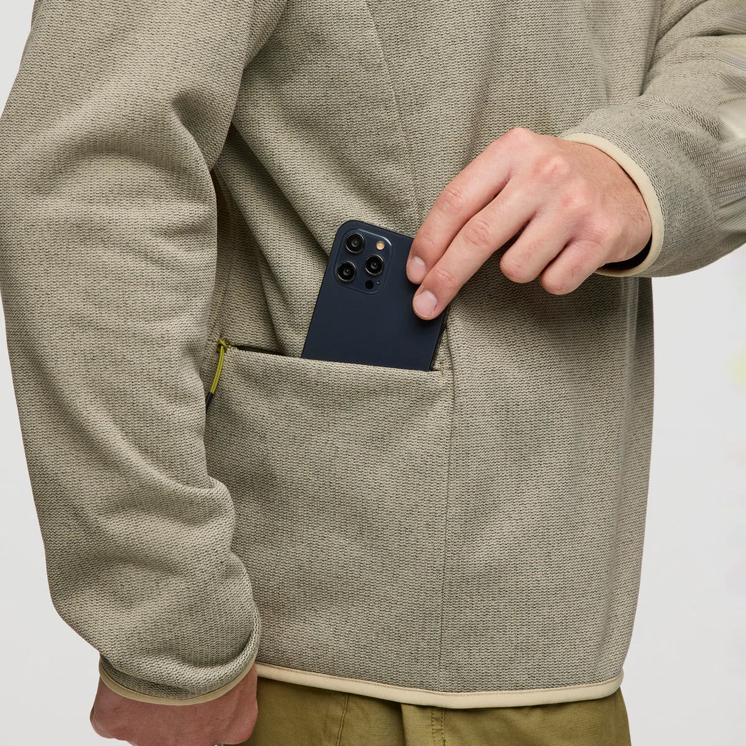 Cotopaxi Mens Envo Fleece Quarter-Zip Pullover Heather Pebble pocket view
