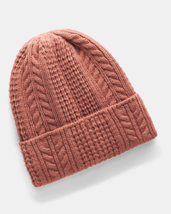 Ua Women's Halftime Cable Knit Beanie Sequoia / Cinna Red 