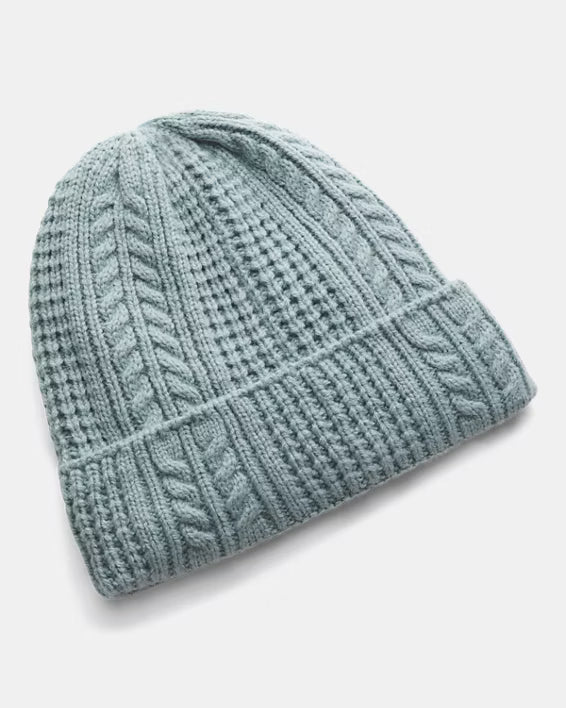 Ua Women's Halftime Cable Knit Beanie Serpentine / Jasper Blue 1