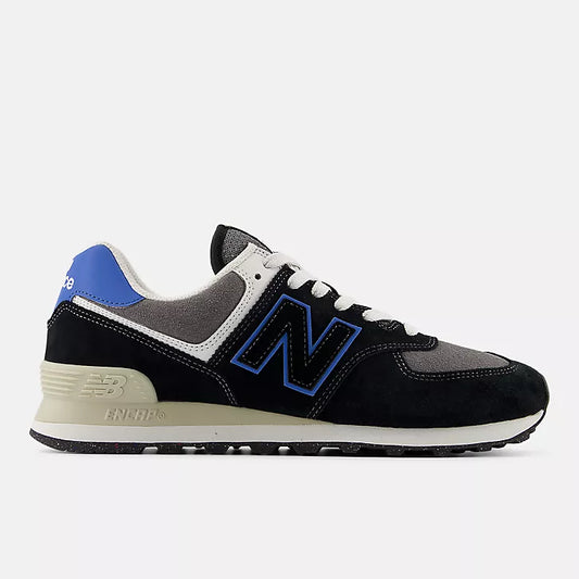 New Balance Unisex 574 Core Shoes - Black w Blue Agate 