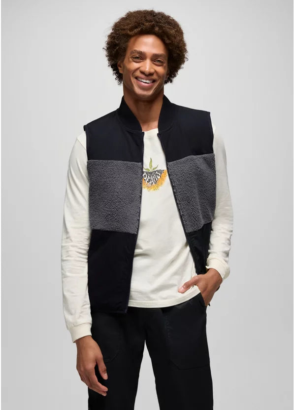 Prana Men's Encinitas Reversible Vest in Black - reversed 