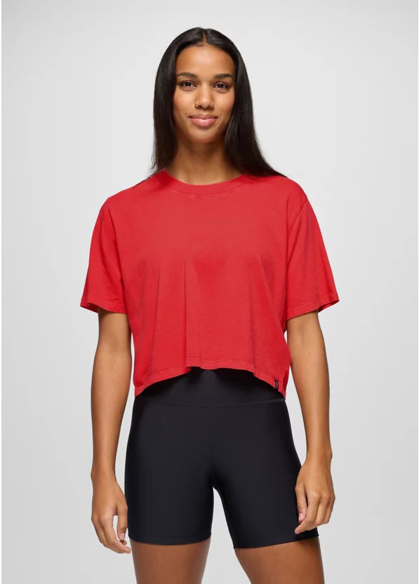 PrAna Women’s Everyday Crop Tee Rose Fire