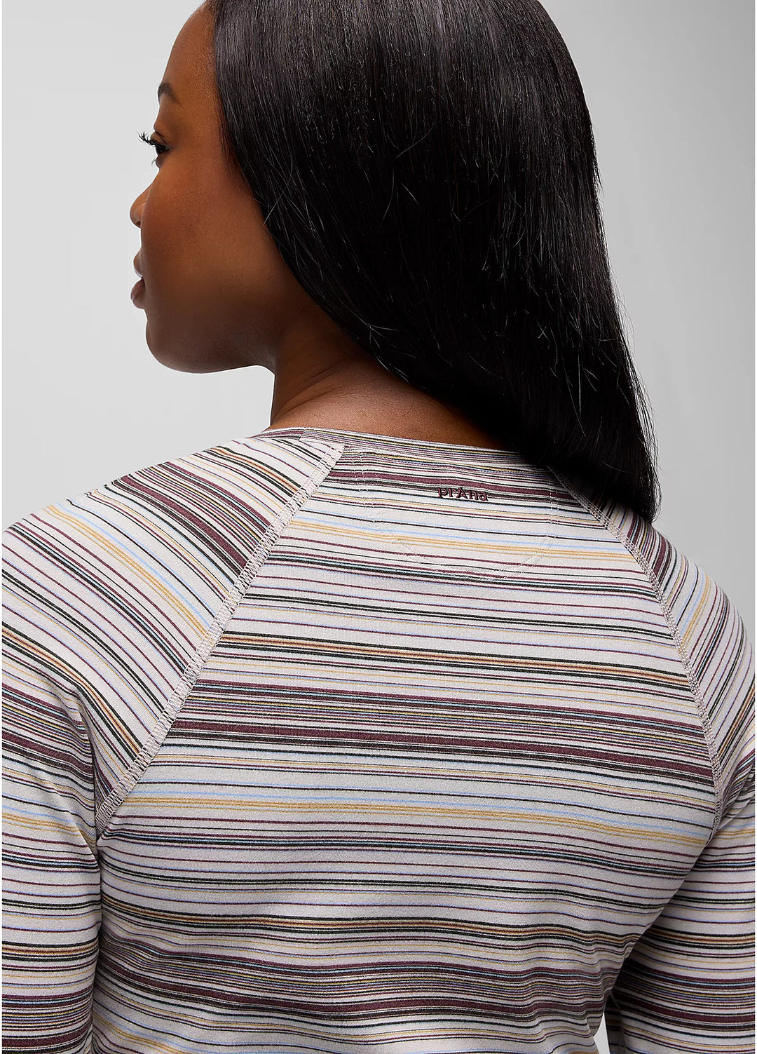Prana Women's Heavana Long Sleeve Almond Microstripe2