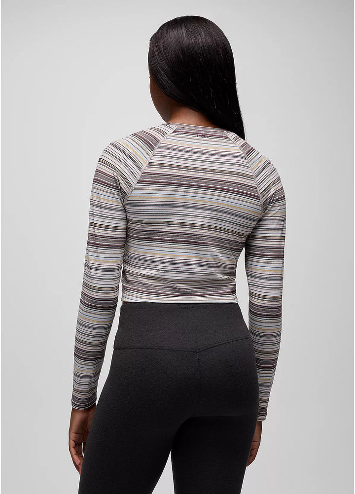 Prana Women's Heavana Long Sleeve Almond Microstripe3