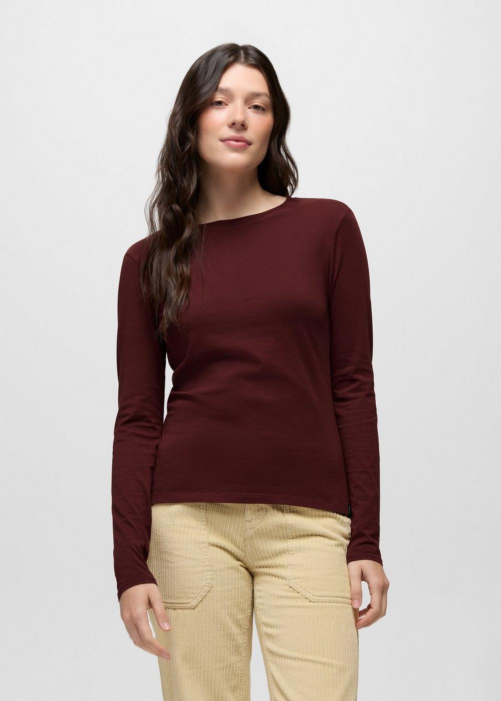 prAna Everyday Long Sleeve Tee in Cacao - front view