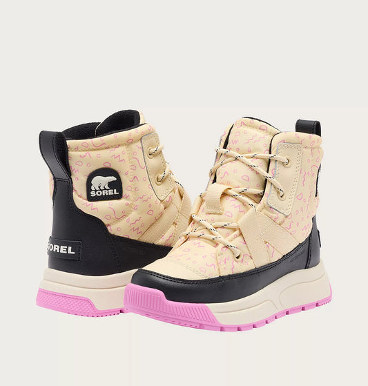 Sorel Youth Whitney III Mid Winter Boot Honey White, Black 1