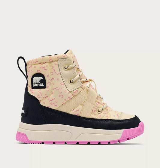 Sorel Youth Whitney III Mid Winter Boot Honey White, Black