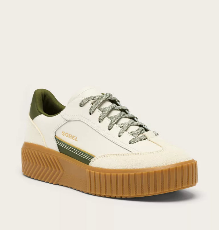 Sorel Women's Ona Ave T-Toe Sneaker - Chalk/Utility Green 1
