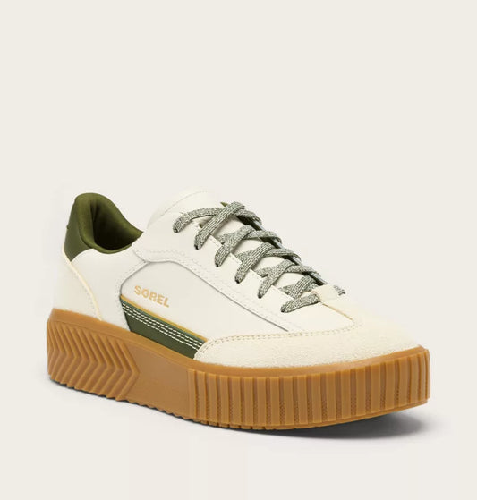 Sorel Women's Ona Ave T-Toe Sneaker - Chalk/Utility Green 1