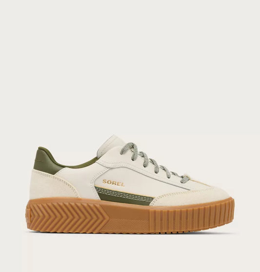 Sorel Women's Ona Ave T-Toe Sneaker - Chalk/Utility Green 
