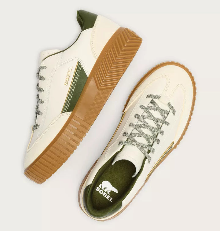 Sorel Women's Ona Ave T-Toe Sneaker - Chalk/Utility Green 4