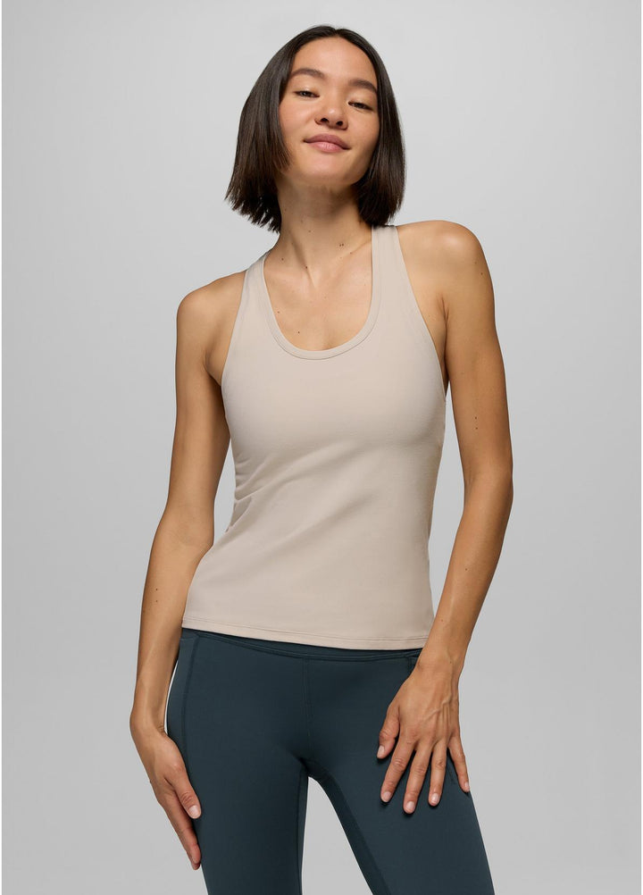 prAna Luxara Racerback Long Tank - Almond, front