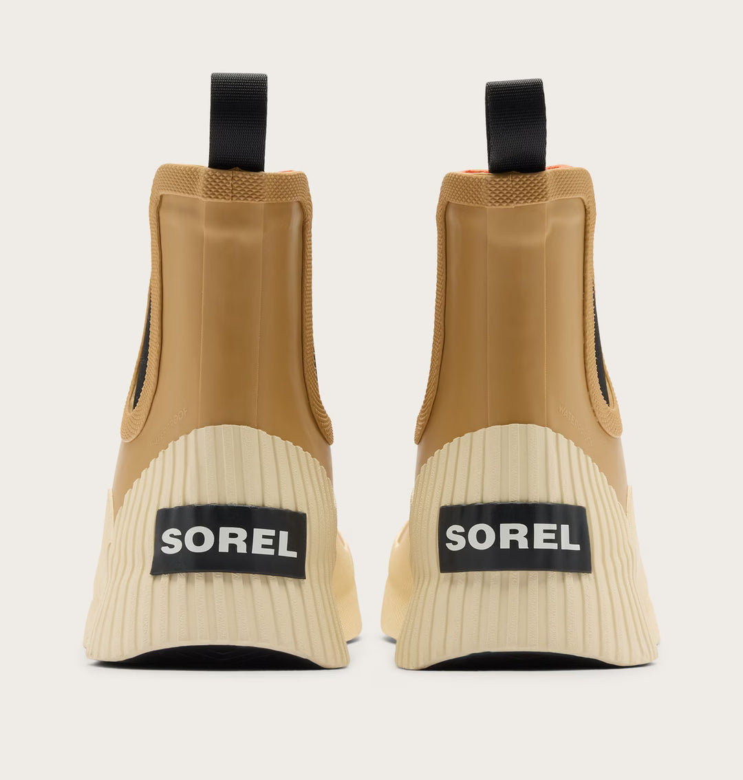 Back view of SOREL Out N About IV Chelsea rain boot in Curry and Honey White