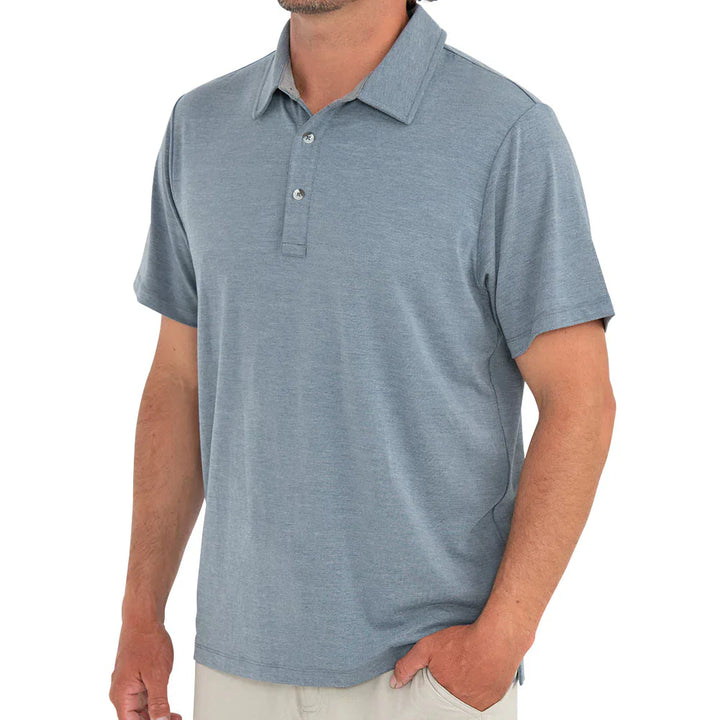Free Fly Men's Bamboo Flex Polo - Heather Blue Dusk 
