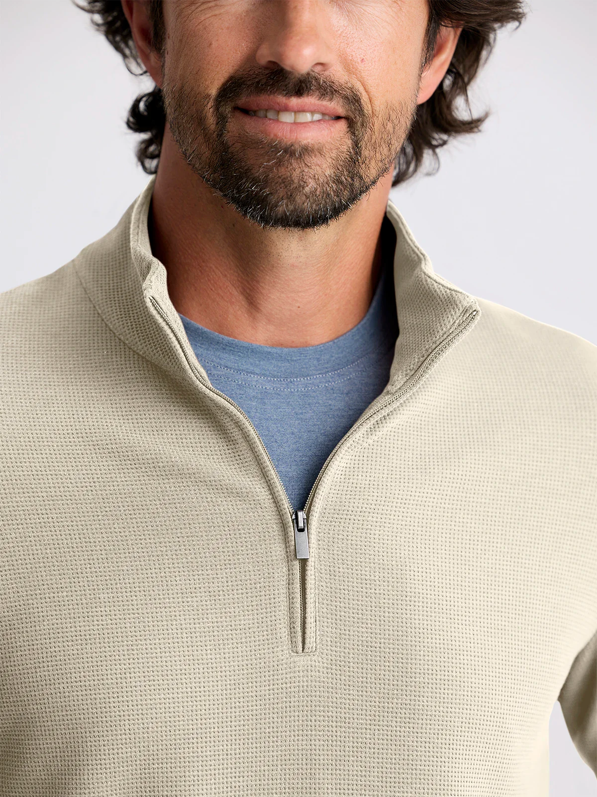 Free Fly Men’s Waffle Quarter Zip Sandstone 1