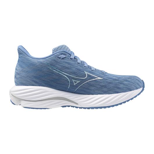 Mizuno Women’s Wave Rider 28 Running Shoe Glacier Lake-White pic 3 - The Shoe Collective