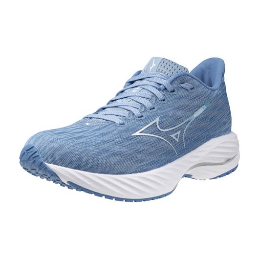 Mizuno Women’s Wave Rider 28 Running Shoe Glacier Lake-White pic 6 - The Shoe Collective