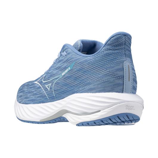 Mizuno Women’s Wave Rider 28 Running Shoe Glacier Lake-White pic 7 - The Shoe Collective